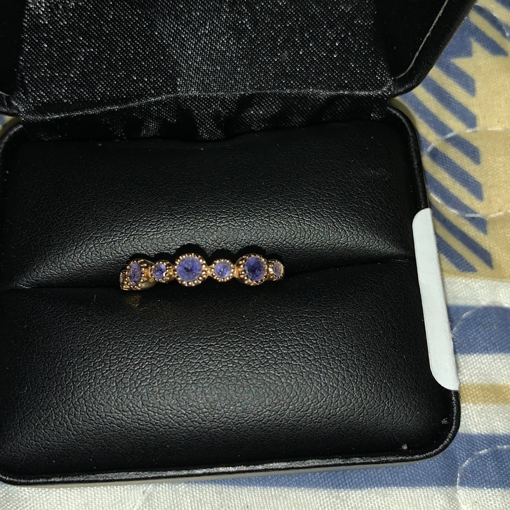 Gold Over 925 Sterling Natural Blue Sapphire Ring